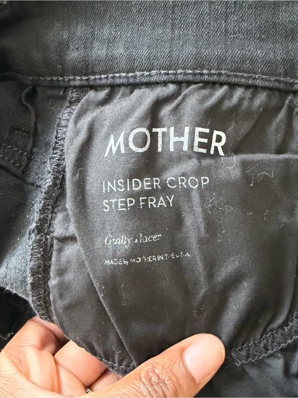 Mother The Insider Crop Step Fray in Guilty Racer Black